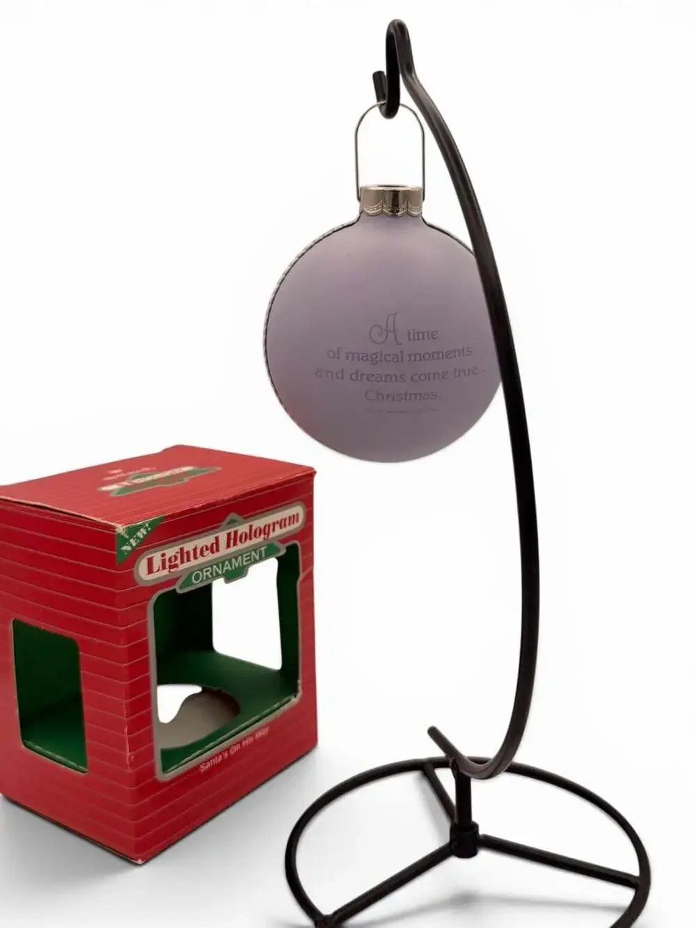1986 Hallmark Keepsake Santa's On His Way Lighted Hologram Christmas Ornament